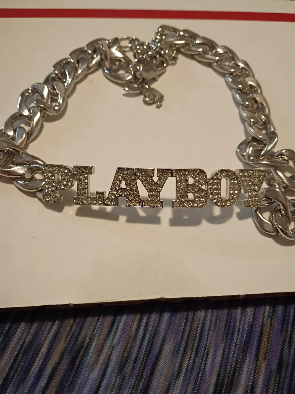 •PLAYBOY~ RHINESTONES CHAIN CHOKER• - Picture 1 of 3